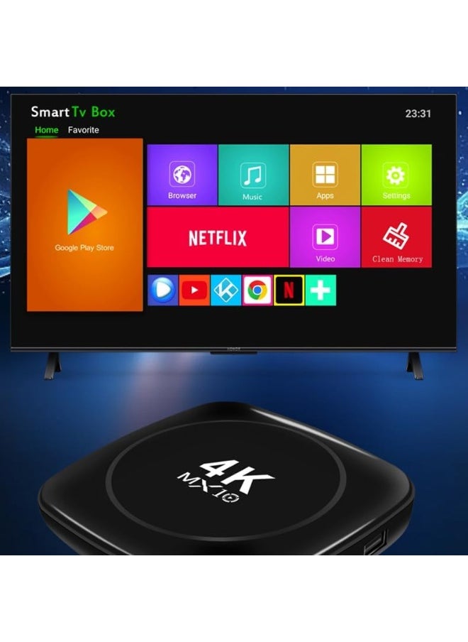 MX10 MX10 Android 13.0 Smart TV Box – 4K Ultra HD AV1 Streaming Media Player with Amlogic Quad-Core Chipset, Dual Band WiFi (2.4G/5.8GHz), Bluetooth 4.1 – Android ATV Box for Netflix, YouTube, IPTV, and Smart Home Entertainment – HDMI, USB, AV Compatible  - Image 4