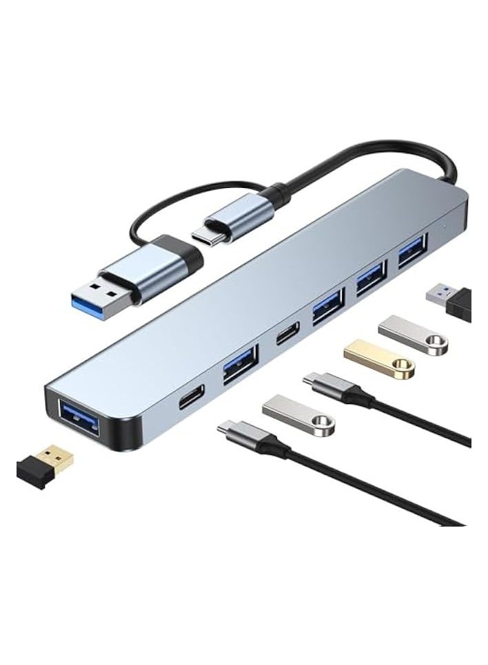 USB C Hub, Aluminum 7 in 1 USB Extender, USB Splitter with 1 x USB 3.0, 4 x USB 2.0 and 2 x USB C Ports for MacBook Pro Air and Other PC/Laptop/Tablet Devices