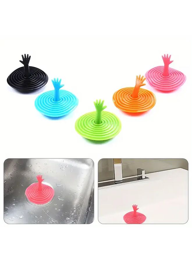 Flexible Sink Drain Stopper with Hand Lever In Blue Pink Green Orange Black - Image 4