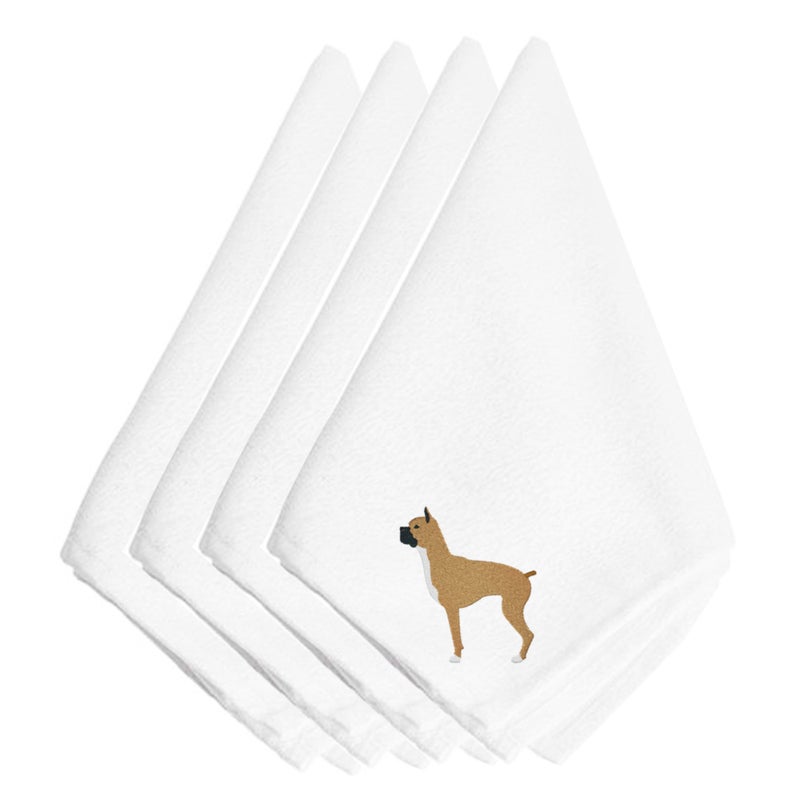 Caroline's Treasures ""Caroline's Treasures BB3453NPKE Boxer Embroidered Napkins (Set of 4)  20""""  Multicolor""