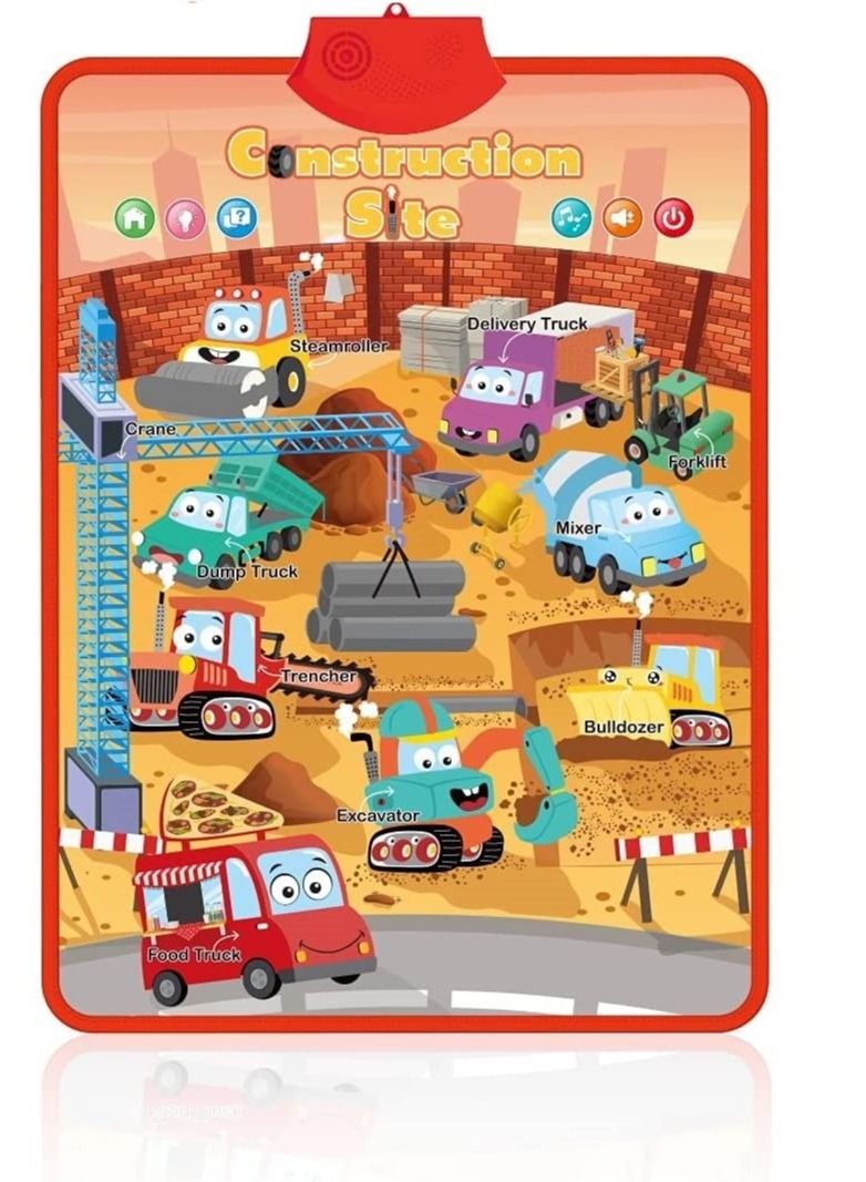 UKR UKR Educational Toys Talking Poster for Kids | Best Musical & Learning Toy for Toddlers & Babies | Construction Site Theme | Interactive Learning Poster with Sound for Early Childhood Development  - Image 1