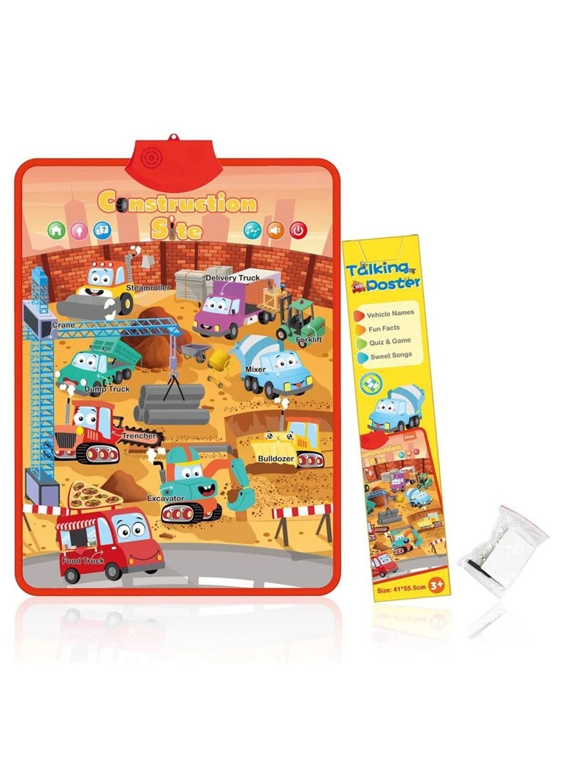 UKR UKR Educational Toys Talking Poster for Kids | Best Musical & Learning Toy for Toddlers & Babies | Construction Site Theme | Interactive Learning Poster with Sound for Early Childhood Development  - Image 2