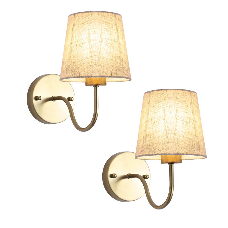 MRHYSWD Set of 2 Gold Wall Lights for Living Room Bedrooms, Modern Wall Sconce Lights Indoor Wall Lighting Fixtures Vintage Wall Lamps for Bedside Bathroom Hallway, Without E27 Bulbs - Image 1