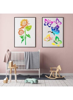 Zonon 8 Pieces Sunflower Butterflies Painting Stencils For Painting On Wood Flower Butterfly Stencil Kit For Painting On Wall Canvas You Are My Sunshine Reusable Plastic Template For Door Home Decoration  - Image 4