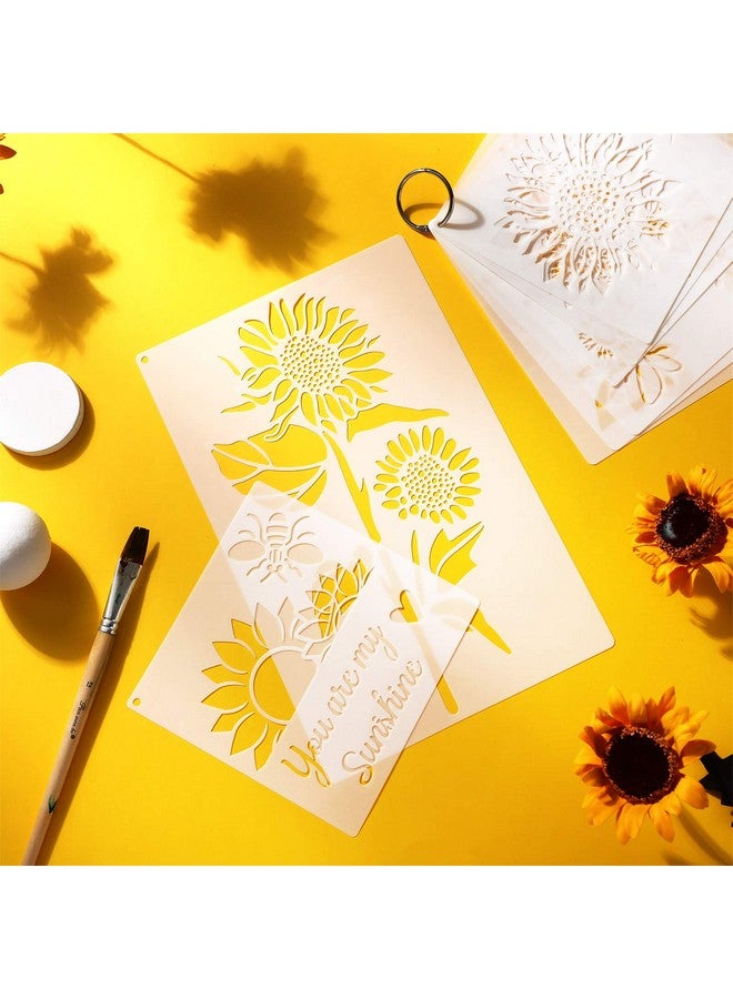 زنون قطع من استنسل طلاء فراشات عباد الشمس للرسم على مجموعة استنسل فراشة زهرة الخشب للرسم على قماش الحائط، قالب بلاستيكي قابل لإعادة الاستخدام لتزيين باب المنزل - Image 5
