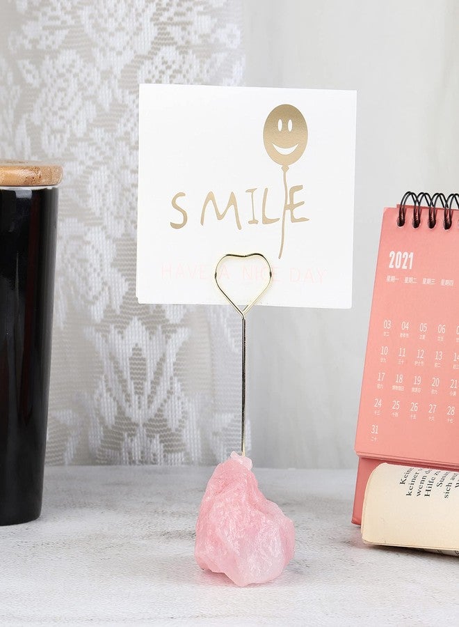 mookaitedecor Natural Rose Quartz Raw Crystal Table Card Holder, Wedding Table Name Card Holders Clips Picture Memo Note Photo Stand, Heart Shape - Image 4