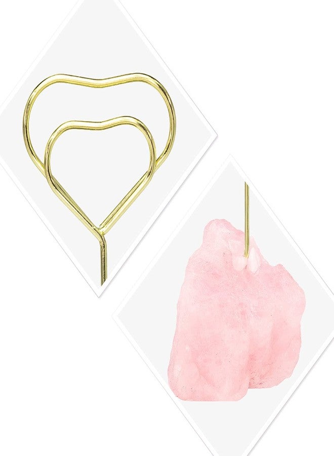 mookaitedecor Natural Rose Quartz Raw Crystal Table Card Holder, Wedding Table Name Card Holders Clips Picture Memo Note Photo Stand, Heart Shape - Image 3