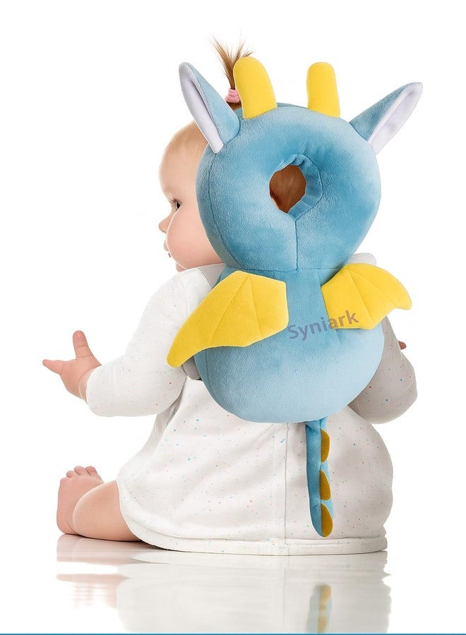 Synlark Baby Head Protector Cushion Plush Soft Toy Early Learning Toy Fall Protection Helmet Baby Head Protector Child Adjustable Shoulder Strap (Blue-Yellow) - Image 1