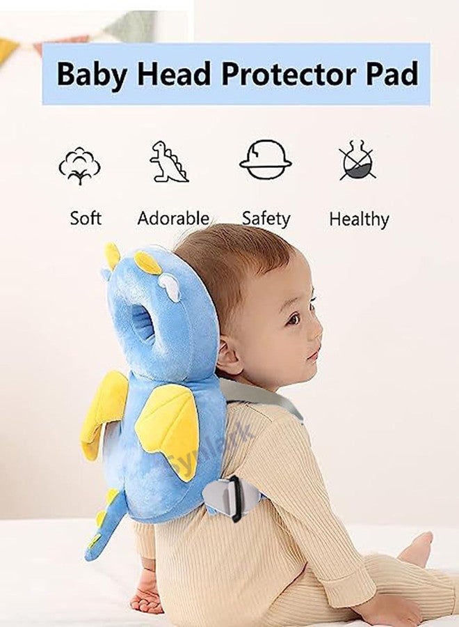 Synlark Baby Head Protector Cushion Plush Soft Toy Early Learning Toy Fall Protection Helmet Baby Head Protector Child Adjustable Shoulder Strap (Blue-Yellow) - Image 4