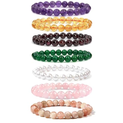EDMIRIA 7 Day Bracelets | Day wise Healing Meditation Crystal 8mm Gemstones Bracelet for Men & Women (7 day Bracelets) - Image 1