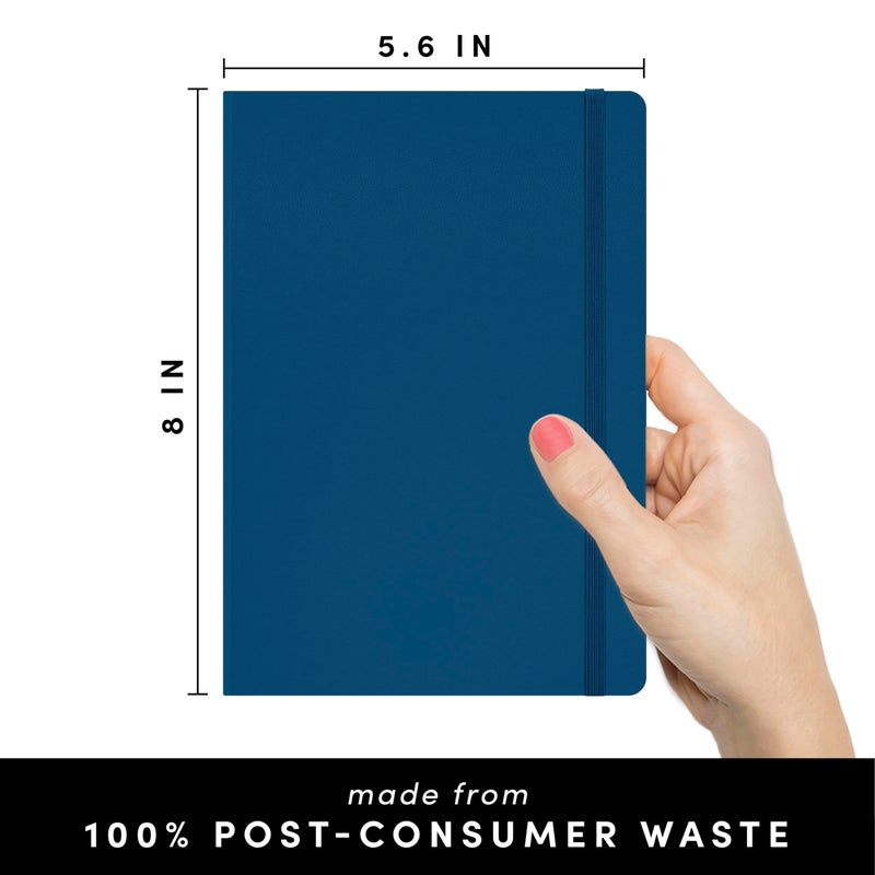 PAPERAGE Recycled Blank Journal Notebook, (Dark Blue), 160 Pages, Medium 5.6 in x 8 in - 100 GSM Thick Paper â€“ Hardcover Journaling Notebook for Work, School, Note Taking or Sketching - Image 2