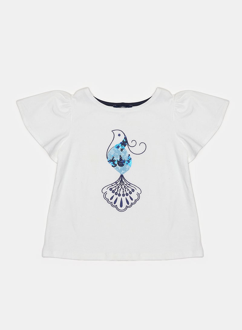 Okaidi White T-Shirt for Girls - Image 1