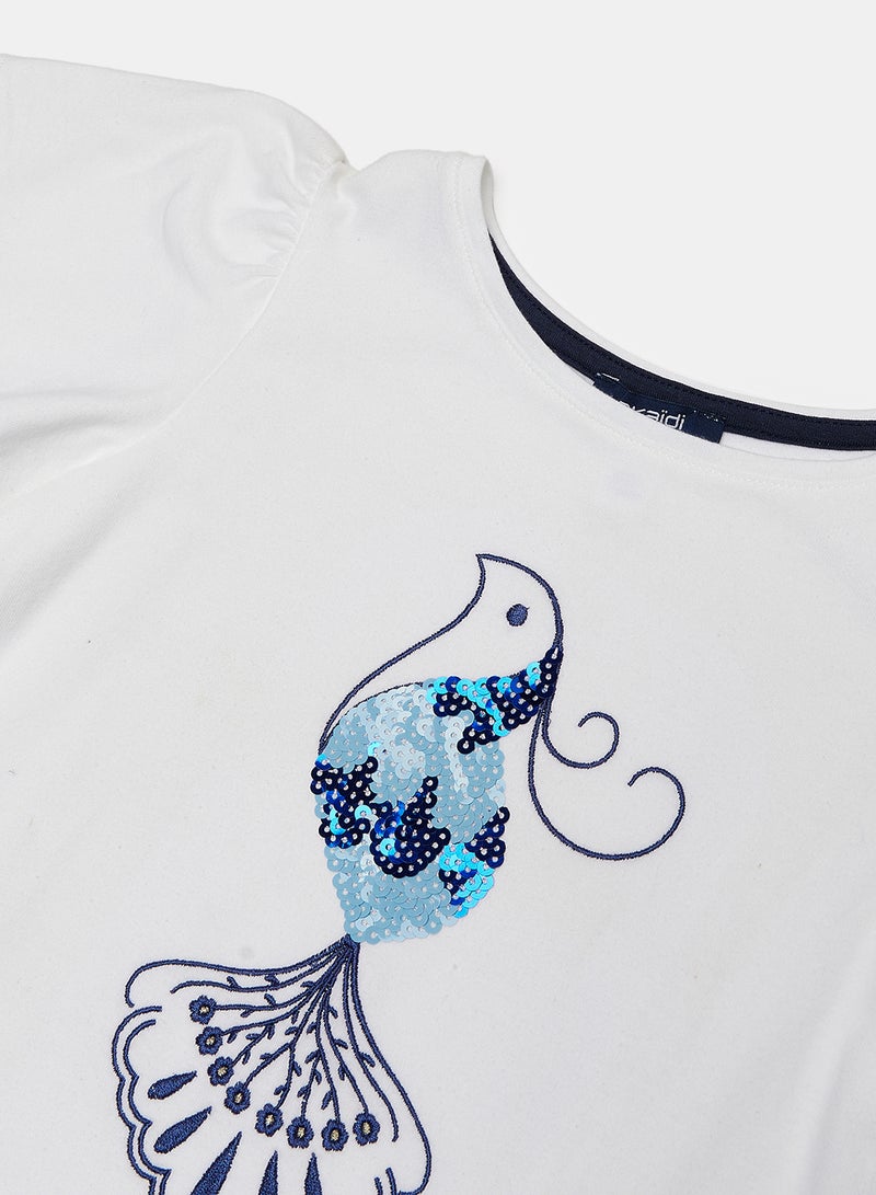 Okaidi White T-Shirt for Girls - Image 3
