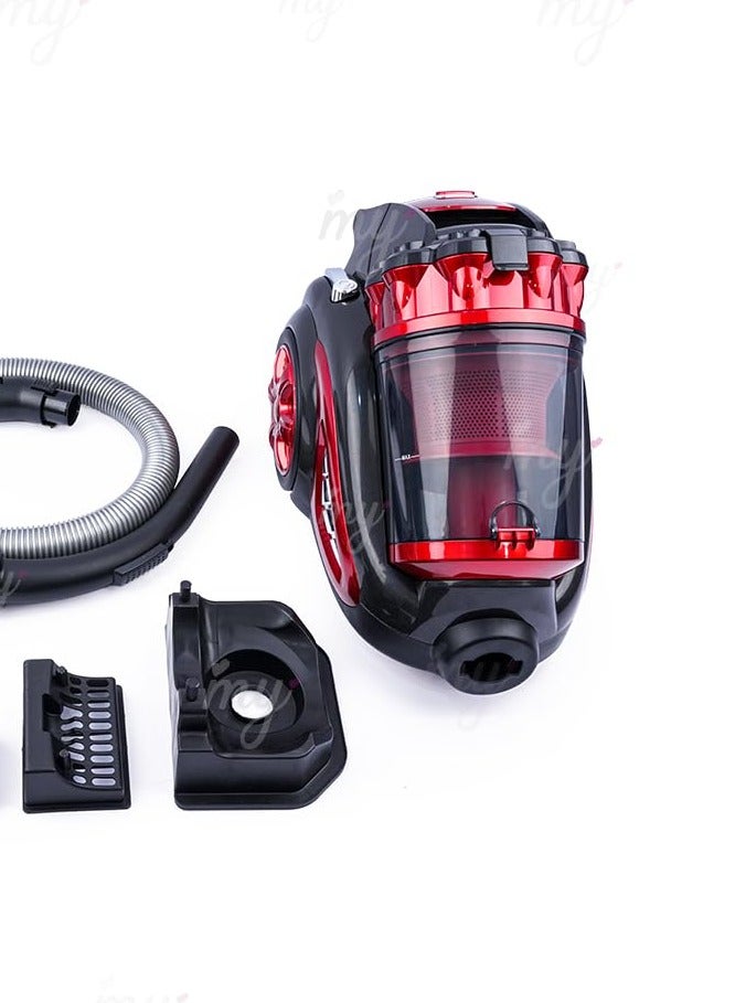 يونيون إير مكنسة كهربائية بدون كيس 2200وات من يونيون اير UVC-2200C-R، احمر في اسود - Image 1