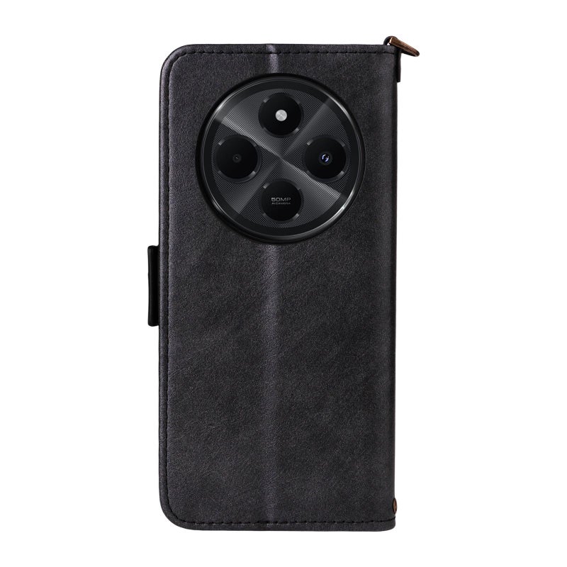 erorex For Redmi 14C 5G / 4G / A4 5G Multi-card Slots Crossbody Cowhide Leather Phone Case(Black) - Image 3