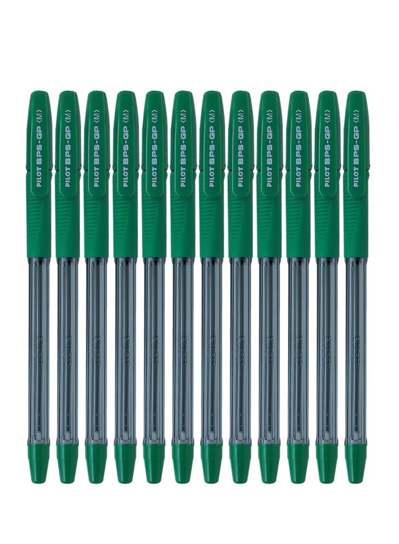PILOT 12 قطعة قلم حبر جاف طرف متوسط حبر أخضر - Image 1
