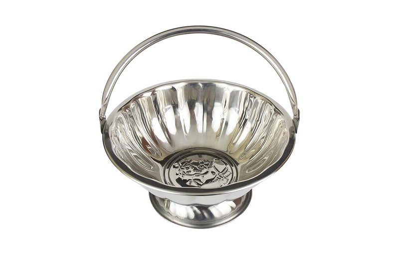 Spillbox Spillbox Traditional Handcrafted Silver Flower Basket for PoojaWorship Silver Lotus Flower Basket 