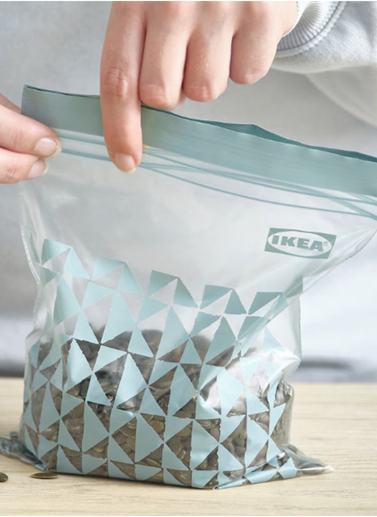 Ikea - ISTAD Resealable Bag - Patterned Pale Grey - Green - 1 L. - 20 Pack - Image 1