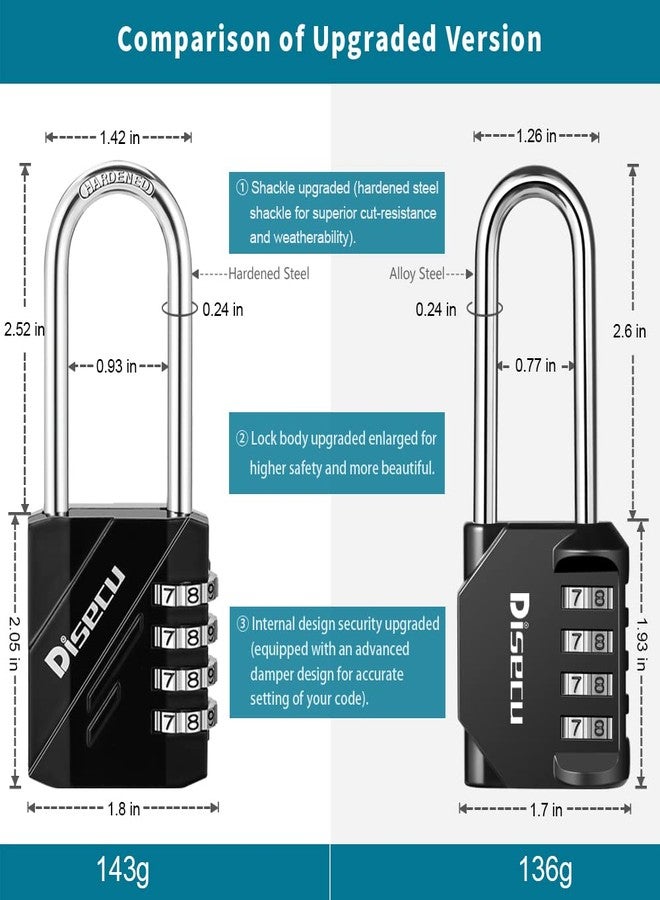 Disecu 2 Pack 4 Digit Combination Lock 2.5 Inch Long Shackle Outdoor Waterproof Padlock for School Gym Locker, Fence, Toolbox, Hasp Gate, Storage (Black) - Image 5
