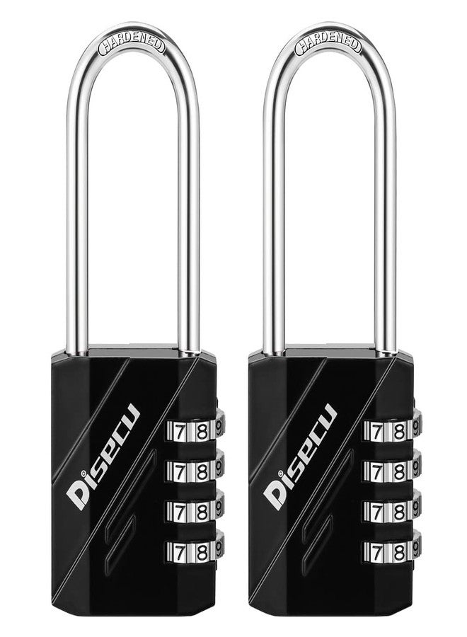 Disecu 2 Pack 4 Digit Combination Lock 2.5 Inch Long Shackle Outdoor Waterproof Padlock for School Gym Locker, Fence, Toolbox, Hasp Gate, Storage (Black) - Image 1