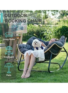 Outdoor Papasan Rocking Chair - Oversized Comfy Patio Chair Indoor Egg Royal Rattan Rocking Chair with Cushion for Front Porch Lounge Lawn Bedroom Living Room - pzsku/ZA61C02D41C7C3A1250A3Z/45/_/1740026625/2cc126ab-c3ea-4fe6-b35f-fa85ef35df7d