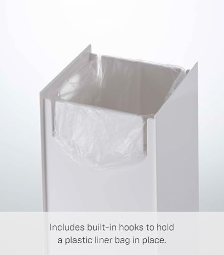 Yamazaki Home Trash Can - Modern Open Top Garbage Waste Bin Basket with Handle, Plastic, Short, 2.4 gallons, 9 liters, Handles, Lid, No Assembly Req., White - Image 4