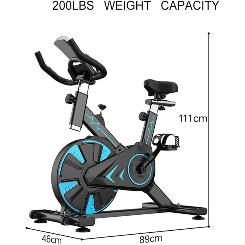Indoor cycling bike for home gym use, steel frame in matte black, ultra-quiet belt drive with 40 lb steel flywheel, integrated phone holder, adjustable seat and handlebar, heart rate monitoring - Image 2