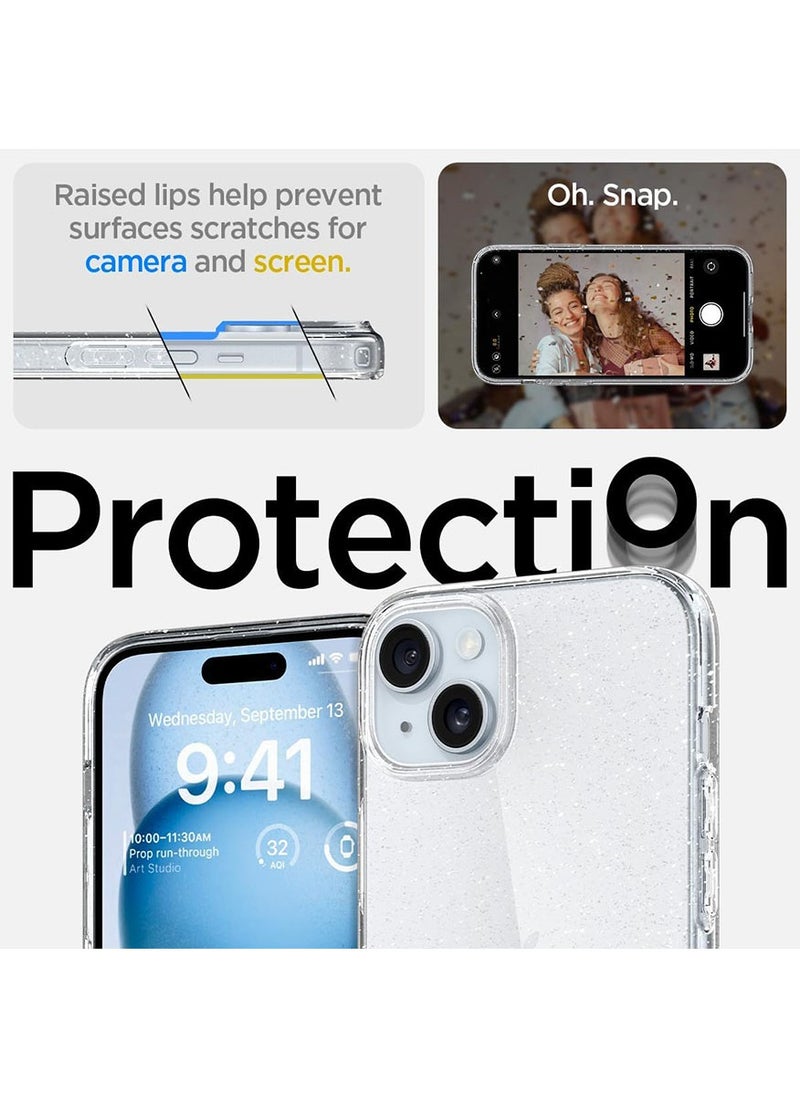 Spigen Liquid Crystal Glitter for iPhone 15 Case Cover - Crystal Quartz  - Image 5