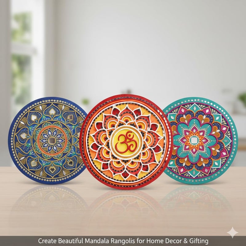 HOBBY INDIA Lippan Art and Craft Materials Kit for Adults and Beginners I Premarked MDF Board Mandala Art Painting DIY Kit for Room Wall Hanging Office and Home Decoration (Mandala) - Image 4