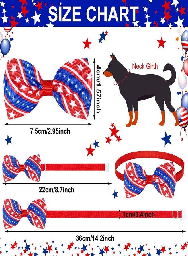 Eccliy 120 Pcs 4th of July Patriotic Dog Bow Ties Independence Day Red White Blue Bow Ties Dog Collars American USA Memorial Day Patriotic Bowties Neckties Adjustable Basic Pet Collars Accessories - Image 2
