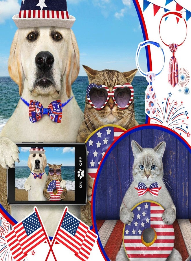 Eccliy 120 Pcs 4th of July Patriotic Dog Bow Ties Independence Day Red White Blue Bow Ties Dog Collars American USA Memorial Day Patriotic Bowties Neckties Adjustable Basic Pet Collars Accessories - Image 5