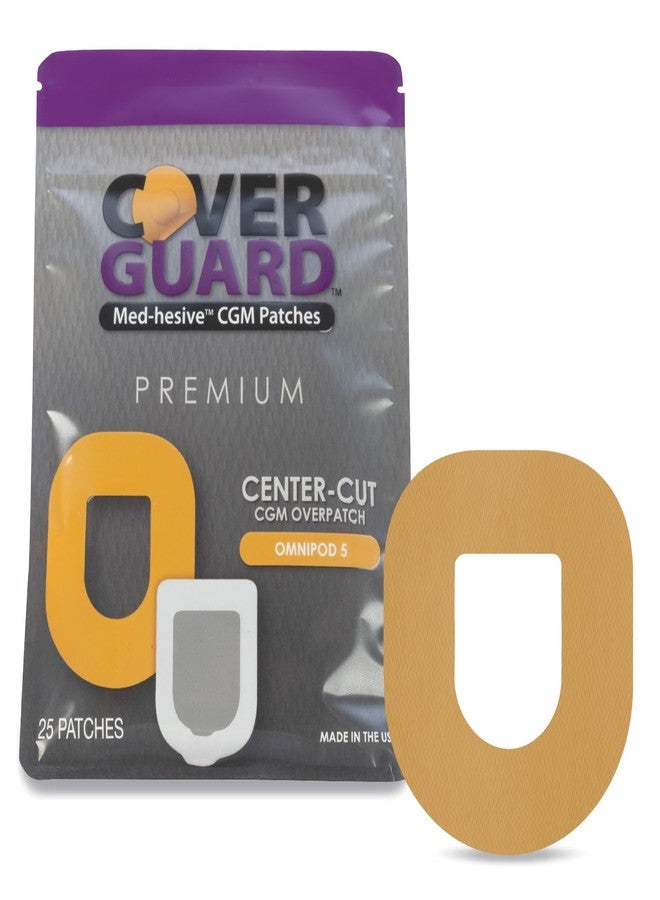 كوفر غارد لاصقة CoverGuard CGM | كبسولة إنسولين Omnipod 5 | تصميم تان بفتحة مركزية | 25 لاصقة | لاصق مقاوم للماء | مقاوم للتلف | سهلة الاستخدام والإزالة | صنع في الولايات المتحدة الأمريكية - Image 1