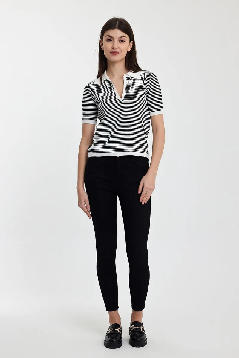 الكسندر جاردي Striped Polo Neck Knitwear SWEATER(A91915-S)