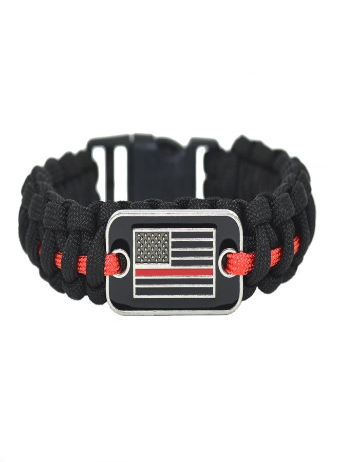 Great 1 Thin Red Line American Flag Paracord Bracelet with Detachable Buckle Clasp - Tactical and Military Survivalist Accesory - Fireman Firefighter - Image 2