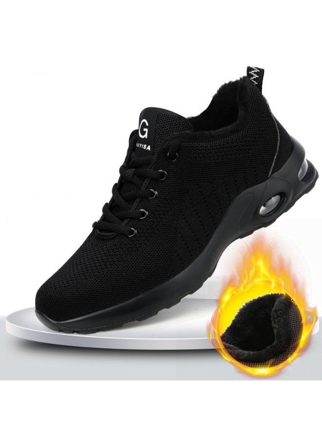 NIBEMINENT Fleece-lined Steel Toe Protective Shoes Safety Sneakers Work Construction Work Shoes - Image 1