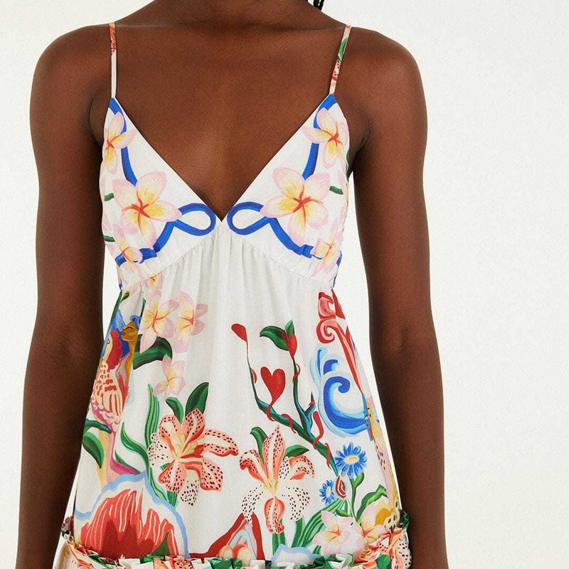 Bandeau Dress with Floral and Bird Print, Summer 2026 Must-Have - Image 2