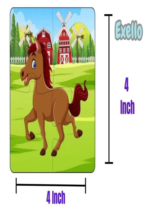 Exello 4 Piece Wooden Puzzle for Kids - Set of 6 Farm Animals Jigsaw Puzzle, 4x4 Inches Size, Animals Wooden Jigsaw Puzzle Games for Children & Kids, Jigsaw Puzzles for Kids. - Image 4