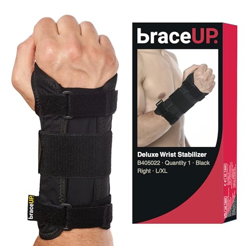 BraceUP Carpal Tunnel Wrist Brace for Women and Men - Metal Wrist Splint for Wrist Support, Hand Support for Arthritis, Tendonitis, Sprain, Pain Relief (L/XL, Right Hand) - Image 1
