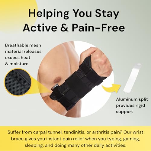 BraceUP Carpal Tunnel Wrist Brace for Women and Men - Metal Wrist Splint for Wrist Support, Hand Support for Arthritis, Tendonitis, Sprain, Pain Relief (L/XL, Right Hand) - Image 2