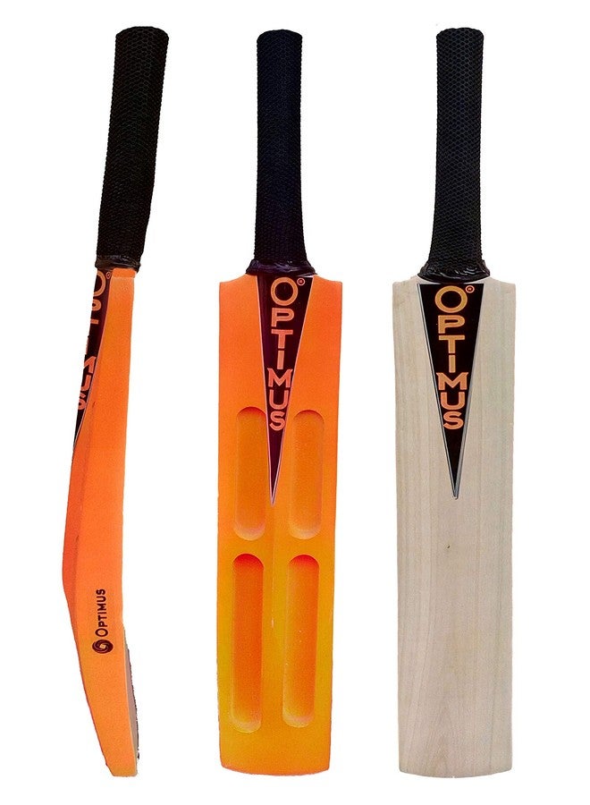 أوبتيموس مضرب كريكيت أوبتيموس® نيون سكوب مصنوع من خشب الصفصاف من ولاية هيماشال بحجم كامل مع غطاء تترون - مناسب للعب بكرات التنس/المطاط الناعمة والصلبة (غير مناسب للعب بكرات الجلد) - Image 1