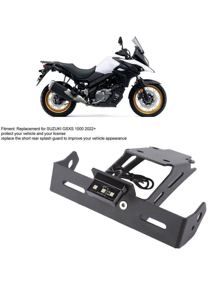 GGOOT Motorcycle Licence Plate Bracket, Carbon Steel Motorcycle License Plate Holder with 3 LEDs Light Replacement for SUZUKI GSXS 1000 2022+  - Image 2