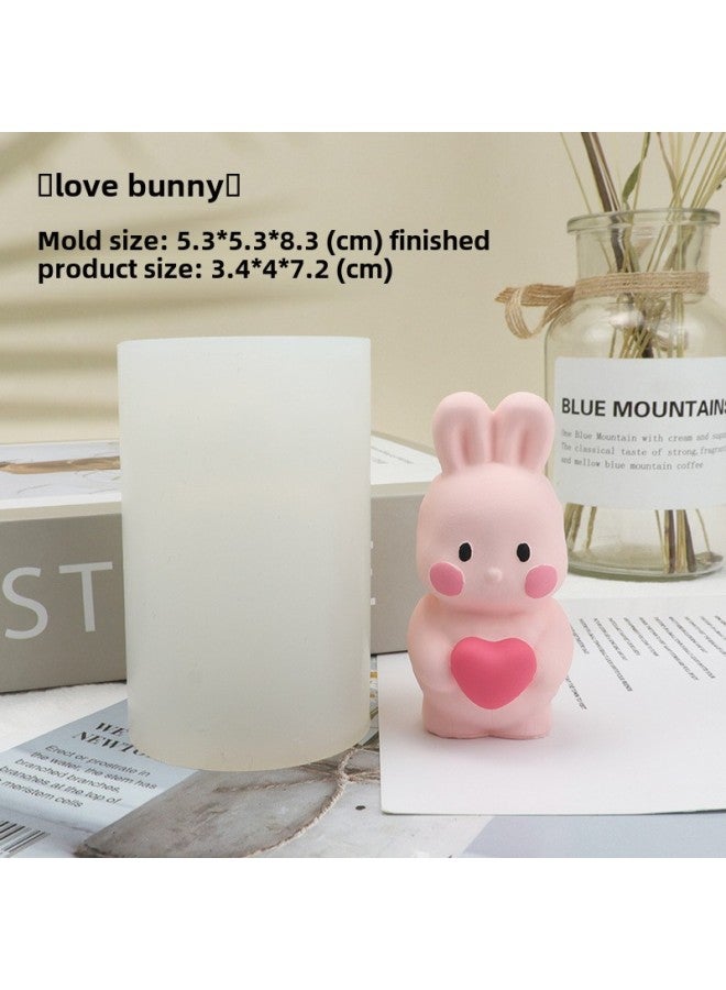 Korean-style Leather Rabbit Dinosaur Biscuit Lop Rabbit Bear Sofa Panda Aromatherapy Plaster Silicone Mold-Color:8-hug Love Backpack Rabbit  - Image 1