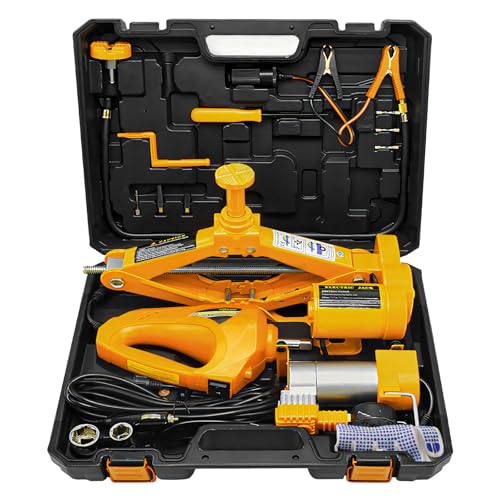 E-HEELP Electric Car Jack 3T Scissor Floor Jack Set 12V Automatic Vehicle Lift Kit with Impact Wrench & Inflator for Sedans(Lifting rang: 4.72~14.57 inch) - Image 1