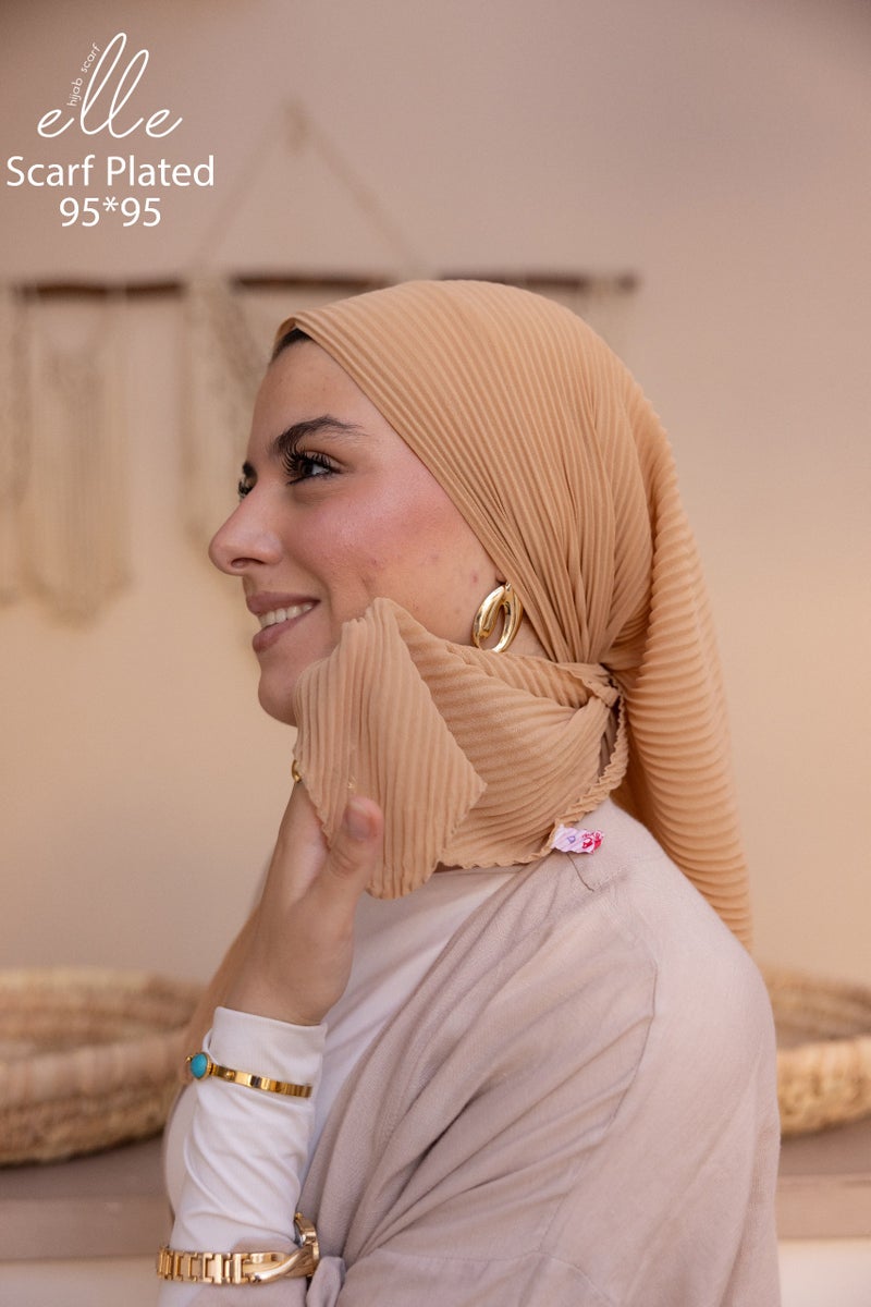 طرحة حريمي شيفون ناعم خامة فاخرة وناعمة - كافيه فاتح