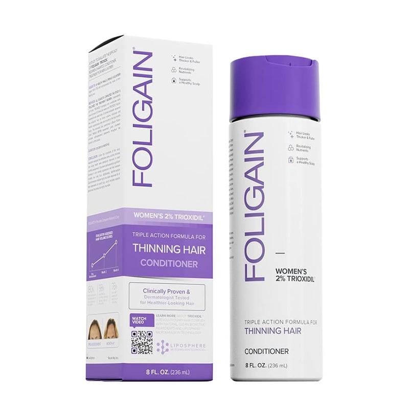 Foligain Triple Action Conditioner For Thinning Hair, Volumizing Conditioner for Women, 8 Fl. Oz. - Image 1