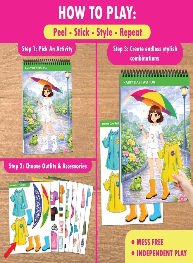 SparkLPlay Reusable Sticker Play - Dress Up Studio | 8 Activities 80+ Stickers | Pretend Play Mix & Match Fashion Kit | Mess Free Creative Toy | Birthday Gift for Girls Ages 4+ - Image 4