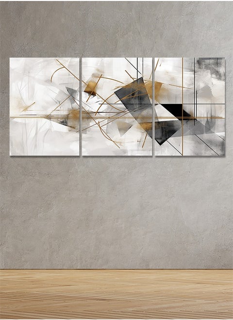 لوحة جدارية فنية لتزين الحائط بتصميم تجريدي ثلاث قطع مقاس 120X60سم