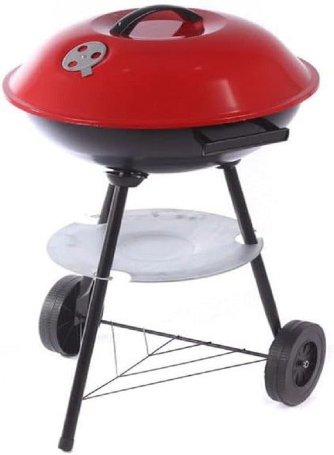 Charcoal grill with red top cover, 43x79 cm - Image 1