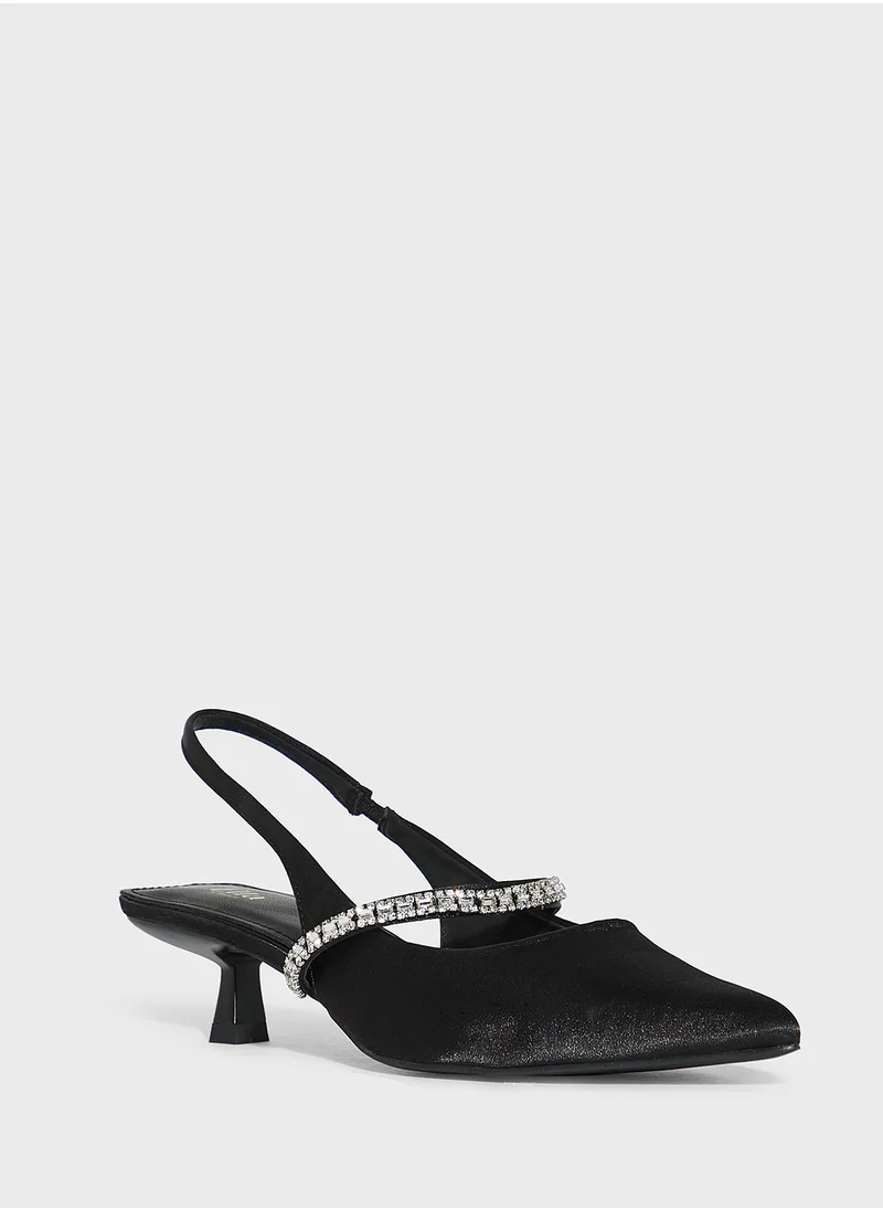 Ella Limited Edition Diamate  Satin Sling Back Pump