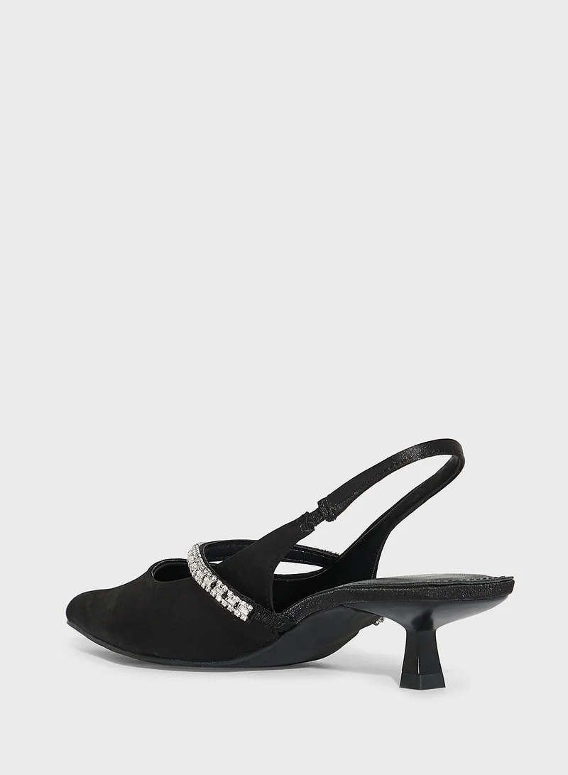 Ella Limited Edition Diamate  Satin Sling Back Pump